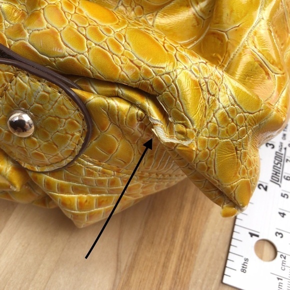 KGB Studio yellow handbag shoulder vegan leather croco pattern maximalist sunny - Picture 5 of 13